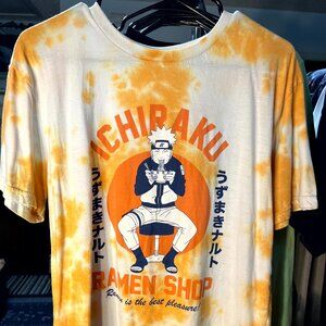 Naruto Shippuden Collection Viz Media Orange & White Tie Dye Tee T-Shirt SZ Sm